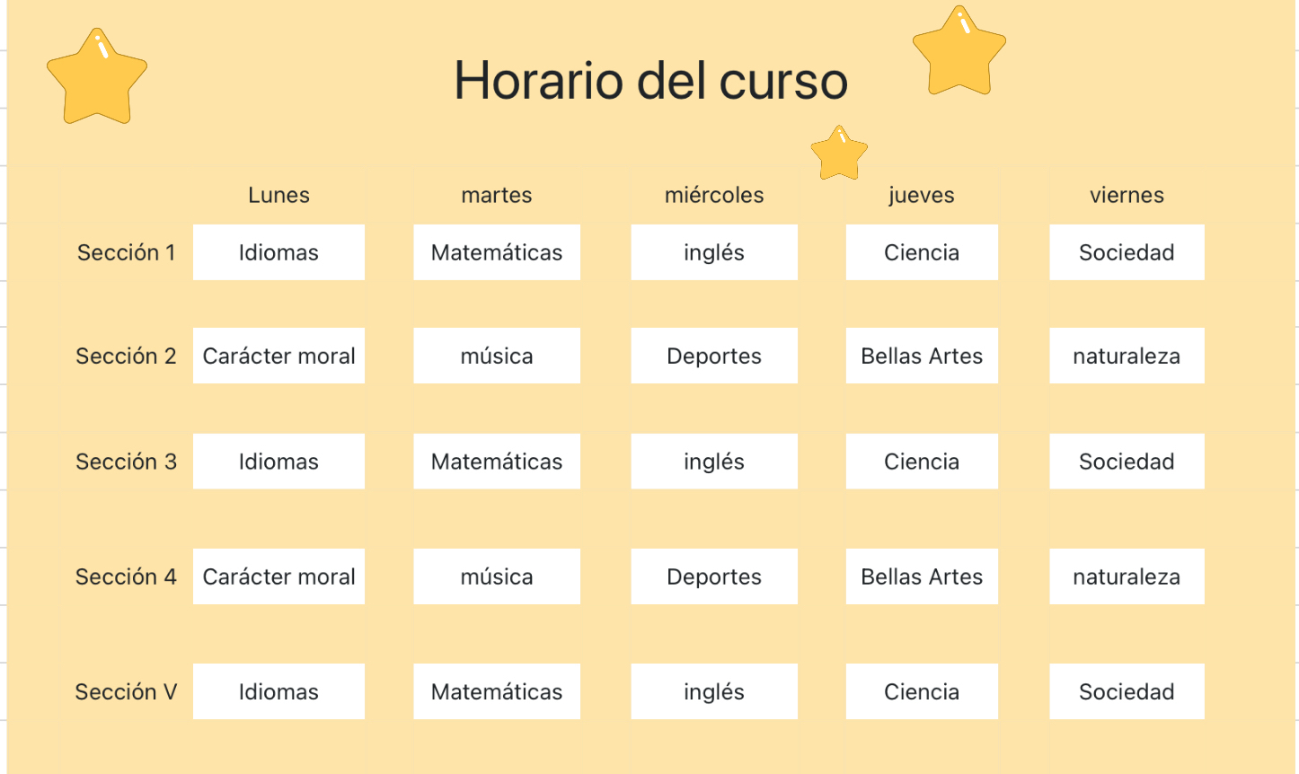 Horario de los estudiantes 3